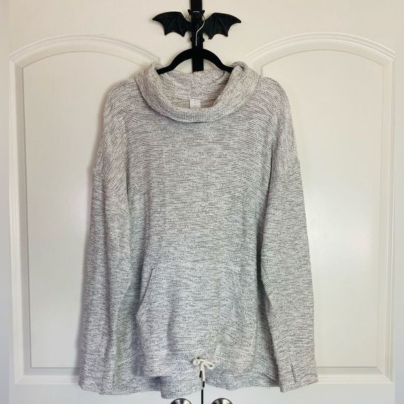 LIVI Cowl-Neck Textured Top, Drawstring bottom, Pockets, stretch, size 22-24 - Picture 4 of 15